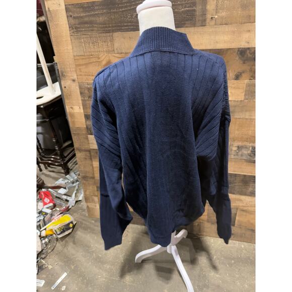 Vintage WhalerKnits- Navy Blue Ribbed Henley Sweater- Sizes L, XXL, 3X - Picture 7 of 8